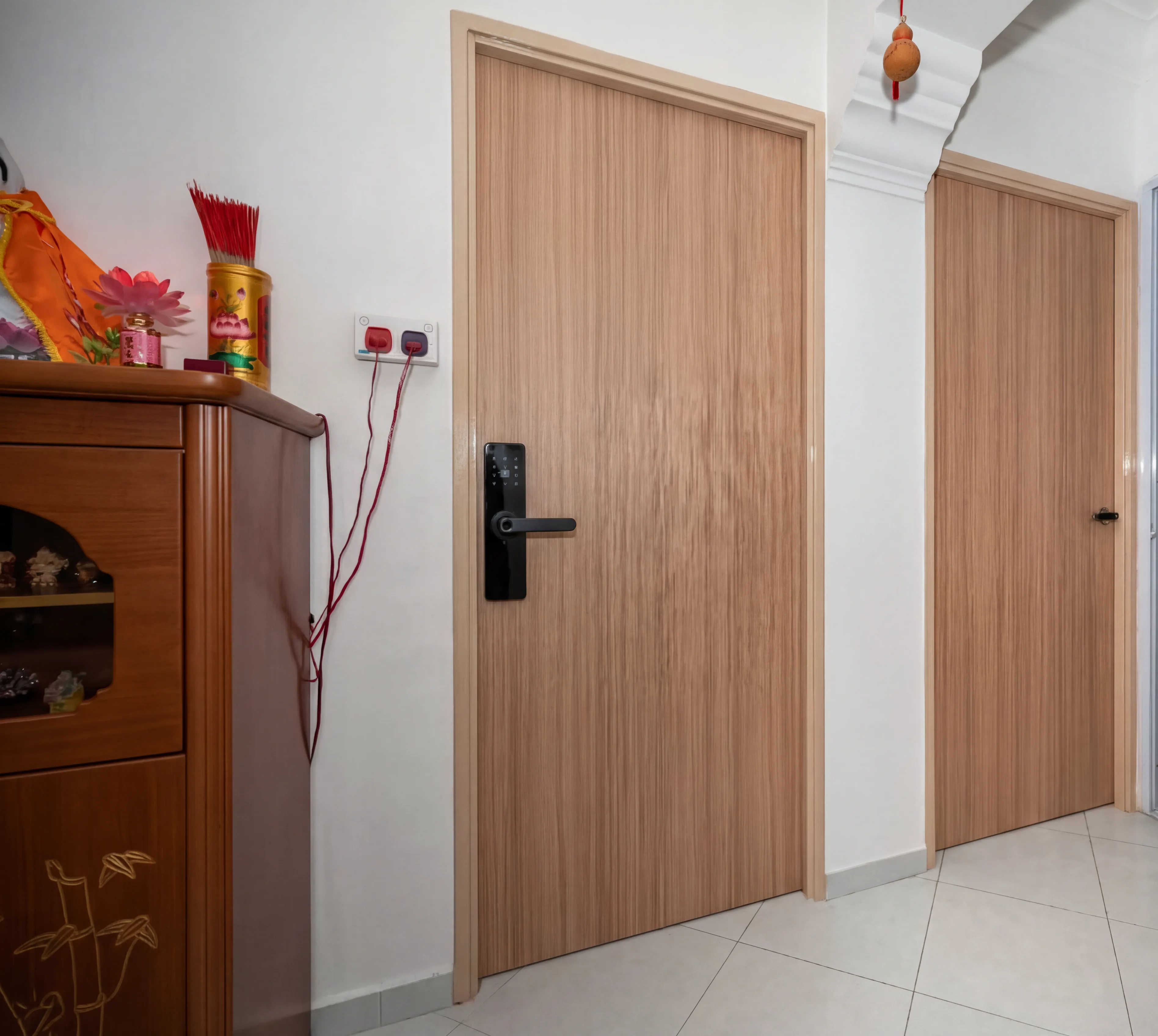 Door after electronic lock installation