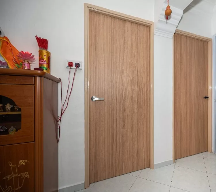 Door before electronic lock installation