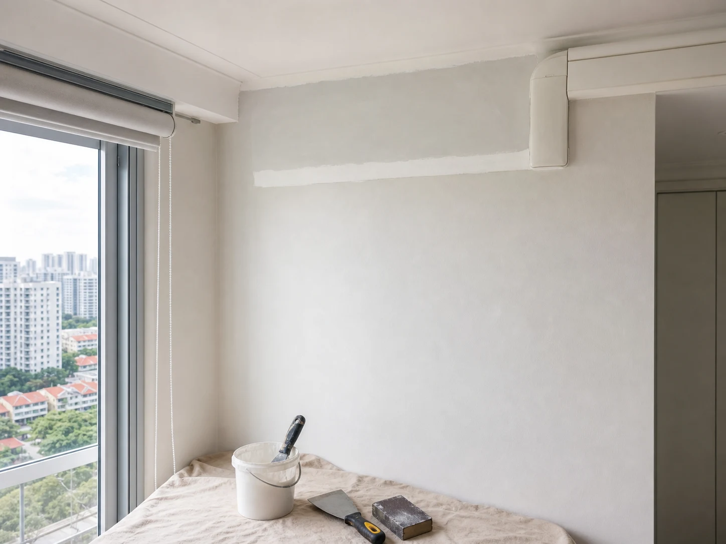 Ceiling patch after aircon trunking