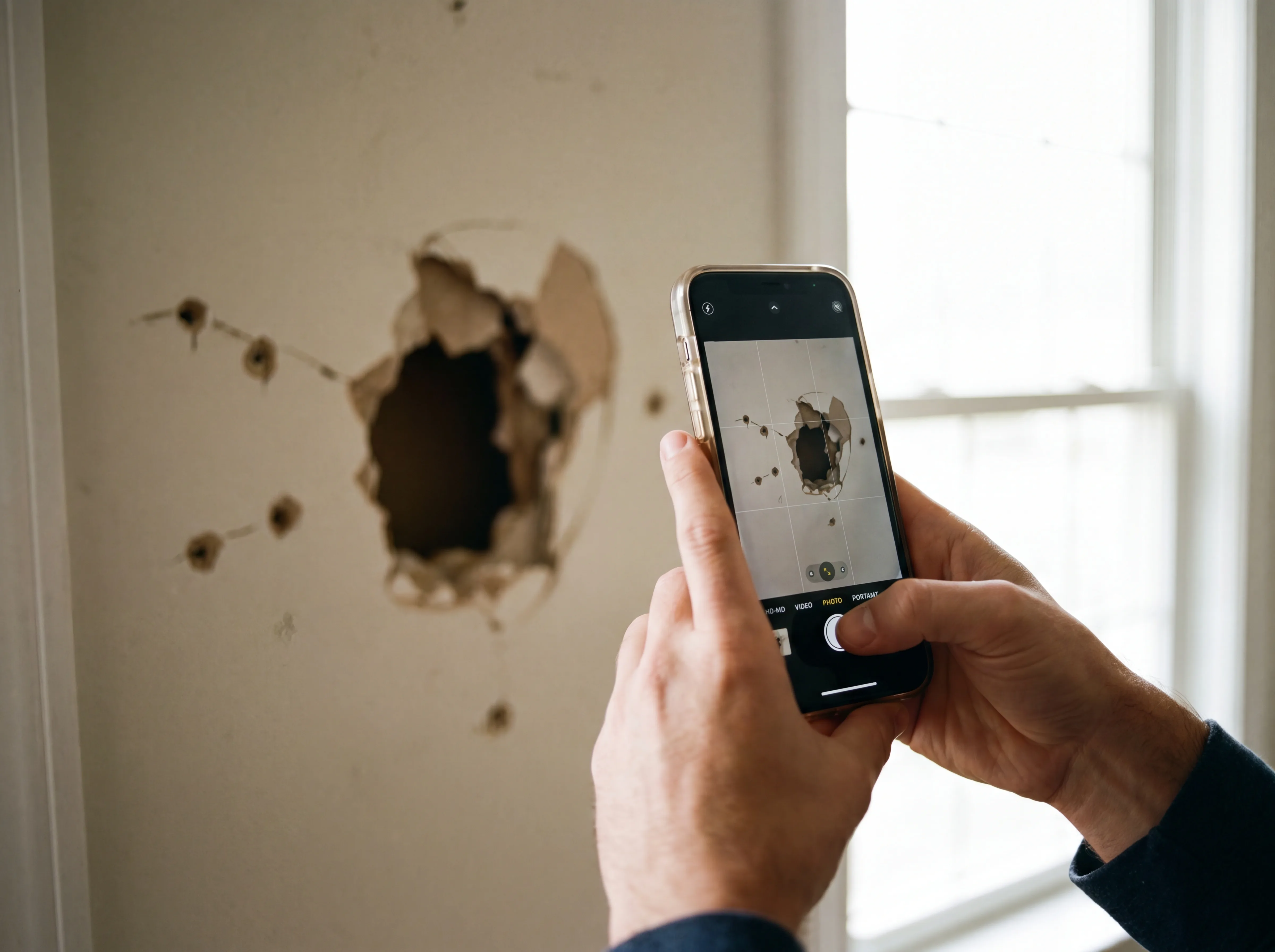 Snap a clear picture of the wall hole, dented table, or damaged surface and send it on WhatsApp. service photo
