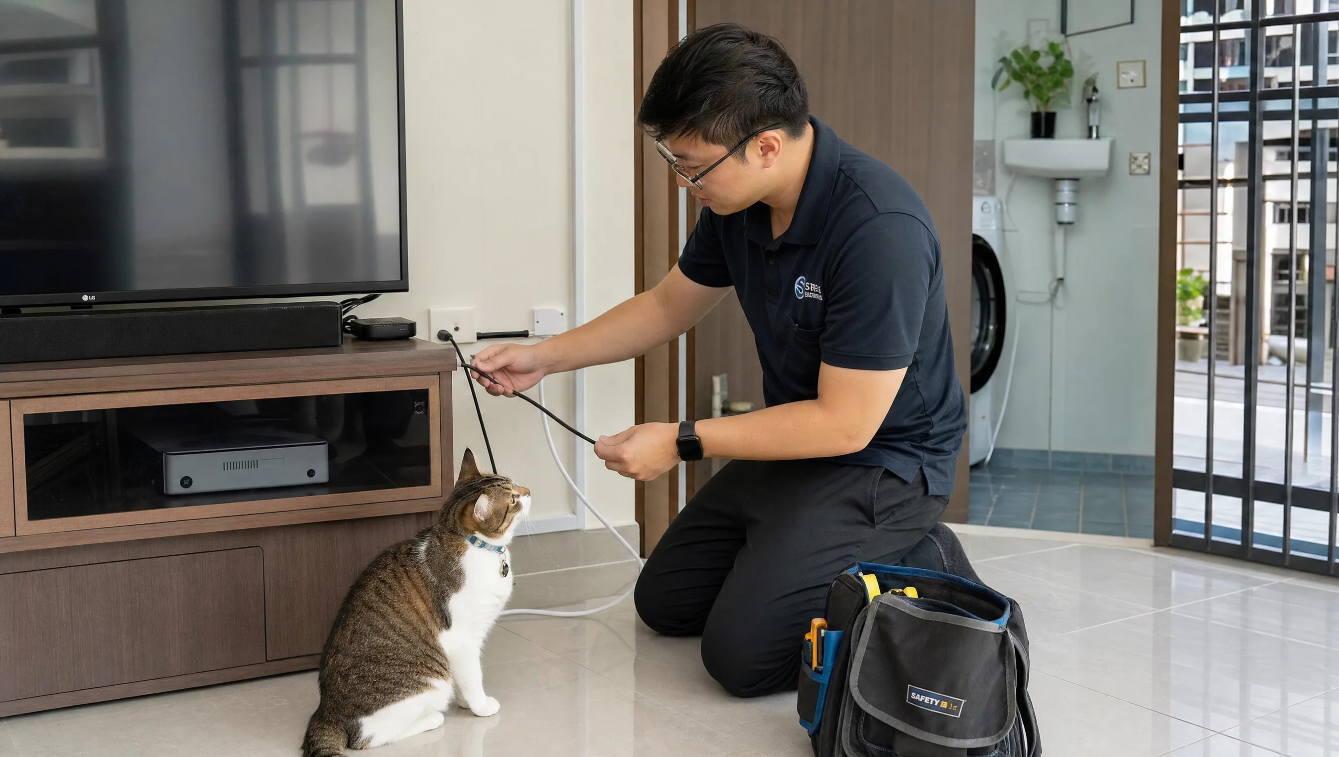 Indoor pet-proofing hazard check in Singapore home